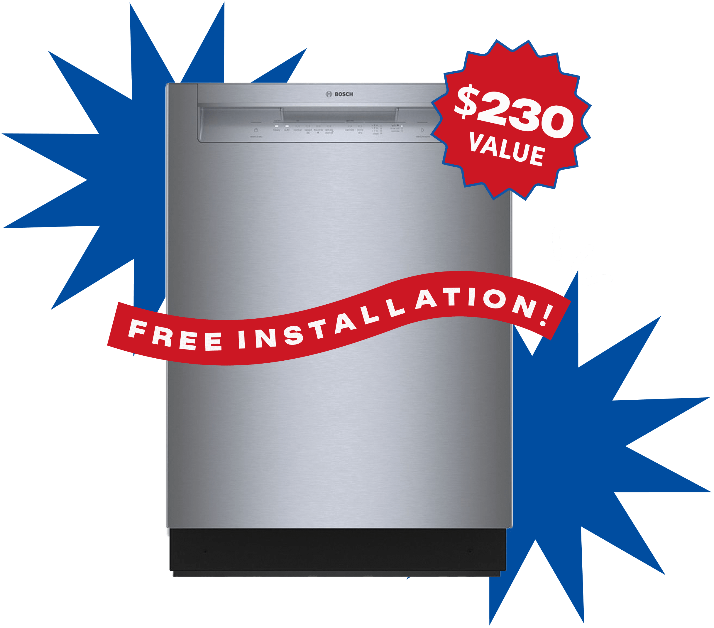 Free dishwasher installation, $230 value.