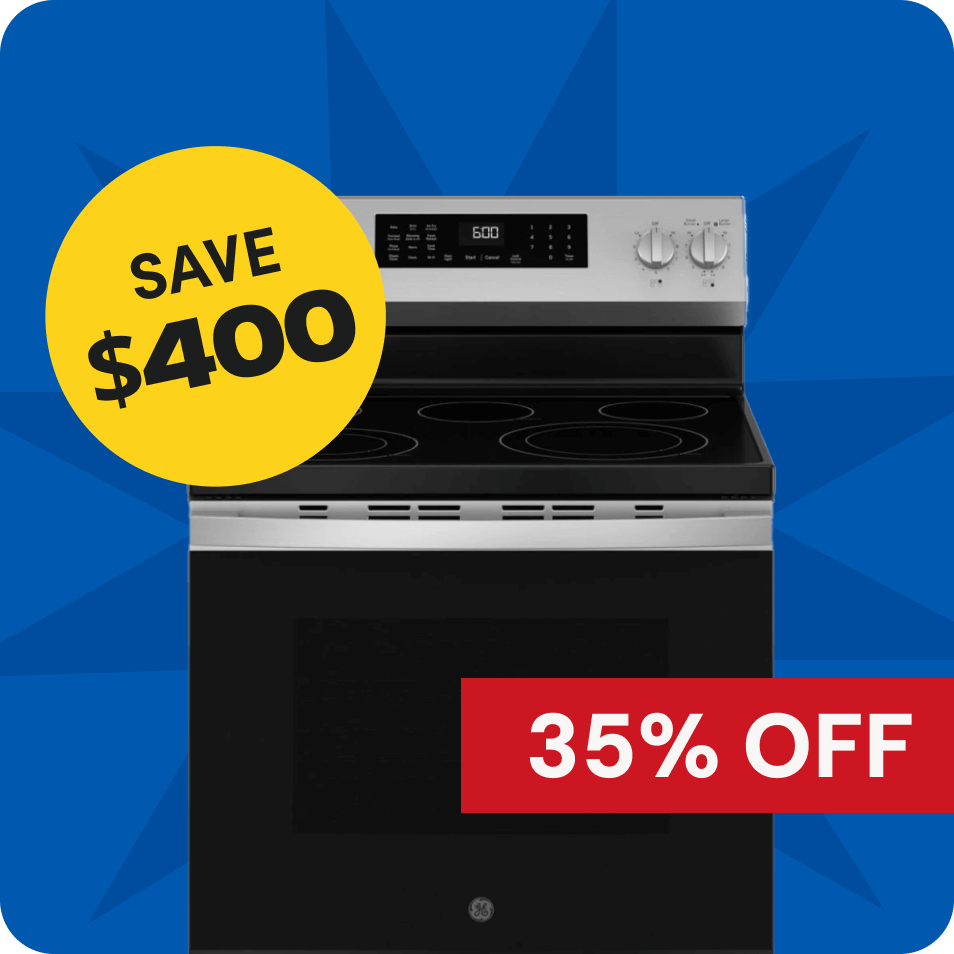 GE® 30'' Stainless Steel Freestanding Electric Range with No Preheat Air Fry, save $400, 35% off. 