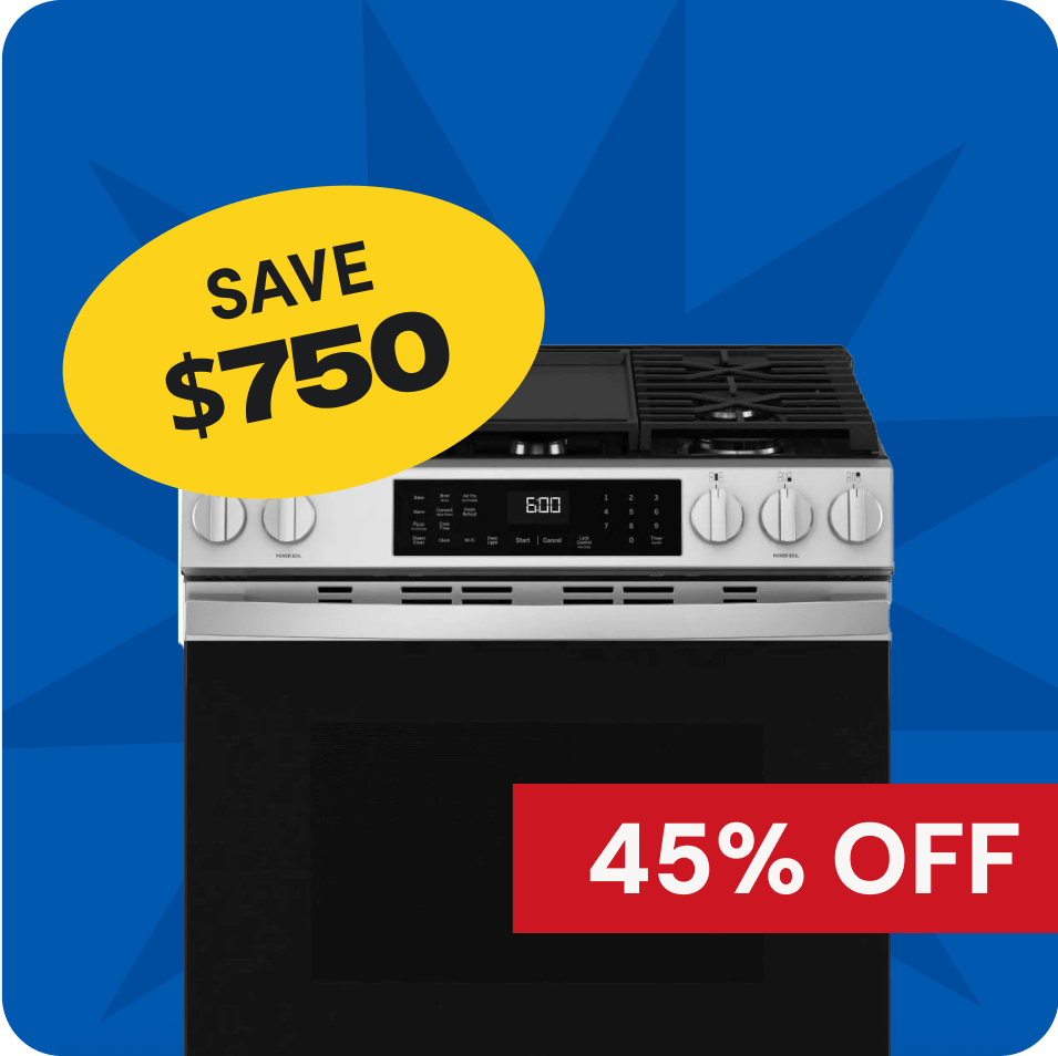 GE® 30" Fingerprint Resistant Stainless Steel Slide In Gas Range with No Preheat Air Fry, save $750, 45% off. 