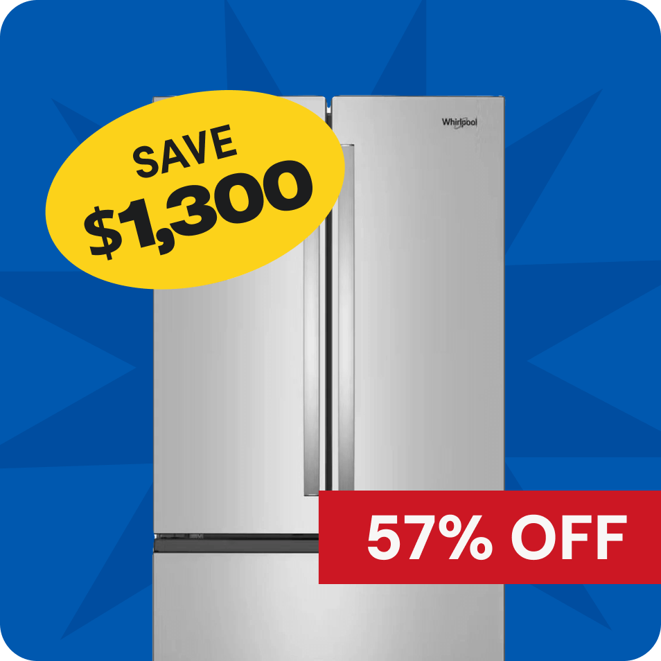 Whirlpool® 36 in. 31 Cu. Ft. Fingerprint Resistant Stainless Steel French Door Refrigerator with Ice Maker, $1,300, 57% off. 