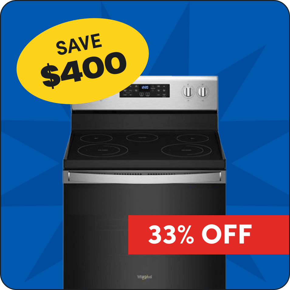 Save $400 on Whirlpool Electric Range with Air Fry, 33% off. 